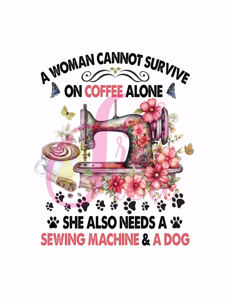 Coffee Sewing Machine And A Dog
